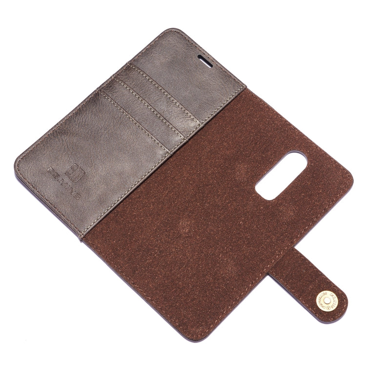 DG.MING Crazy Horse Texture Horizontal Flip Detachable Magnetic Case for OnePlus 6, with Holder & Card Slots & Wallet