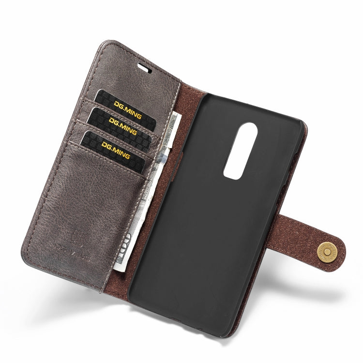 DG.MING Crazy Horse Texture Horizontal Flip Detachable Magnetic Case for OnePlus 6, with Holder & Card Slots & Wallet