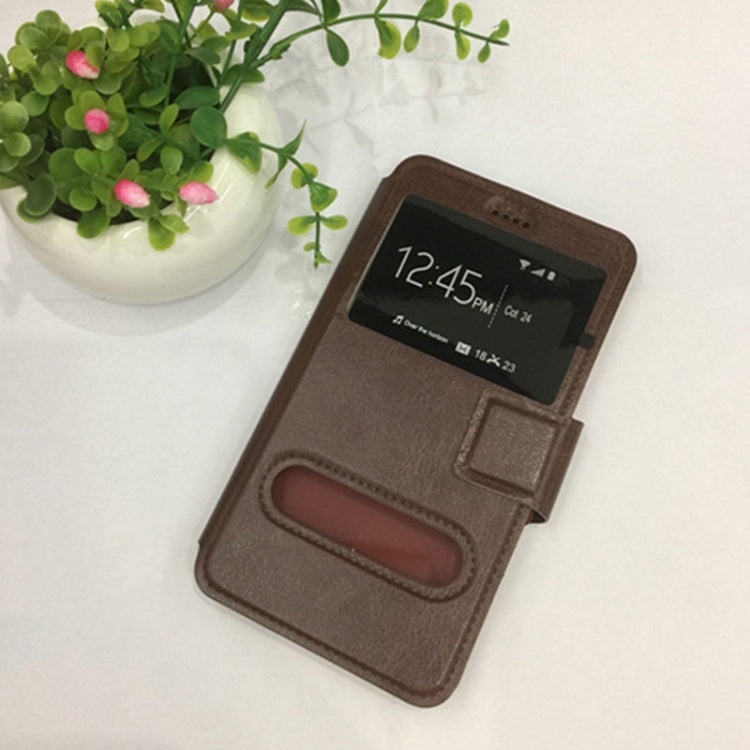 For iPhone, Galaxy, Huawei And Other 4.0-4.5 Inch Mobile Phones, Solid Color Horizontal Flip Universal Leather Case with Call Display ID & Holder & Magnetic Buckle