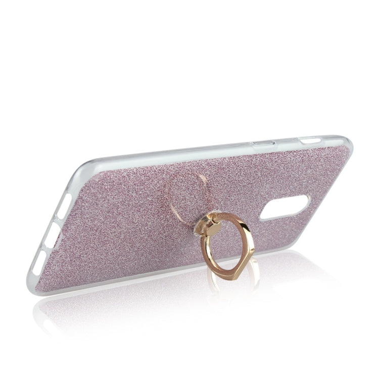 Glittery Powder Shockproof TPU Protective Case for OnePlus 6T, with 360 Degree Rotation Ring Holder