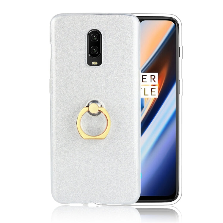 Glittery Powder Shockproof TPU Protective Case for OnePlus 6T, with 360 Degree Rotation Ring Holder