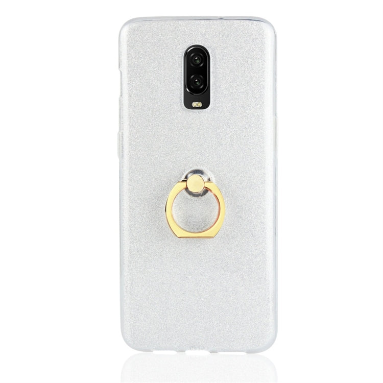 Glittery Powder Shockproof TPU Protective Case for OnePlus 6T, with 360 Degree Rotation Ring Holder