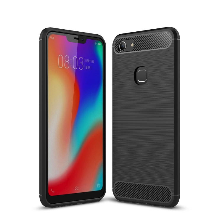 Brushed Texture Carbon Fiber Shockproof TPU Case for Vivo Y83 (Fingerprint Version)
