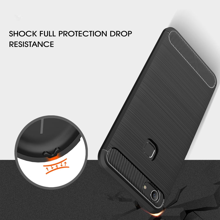 Brushed Texture Carbon Fiber Shockproof TPU Case for Vivo Y83 (Fingerprint Version)