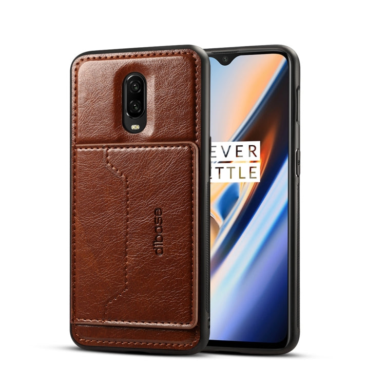 Dibase TPU + PC + PU Crazy Horse Texture Protective Case for OnePlus 6T, with Holder & Card Slots