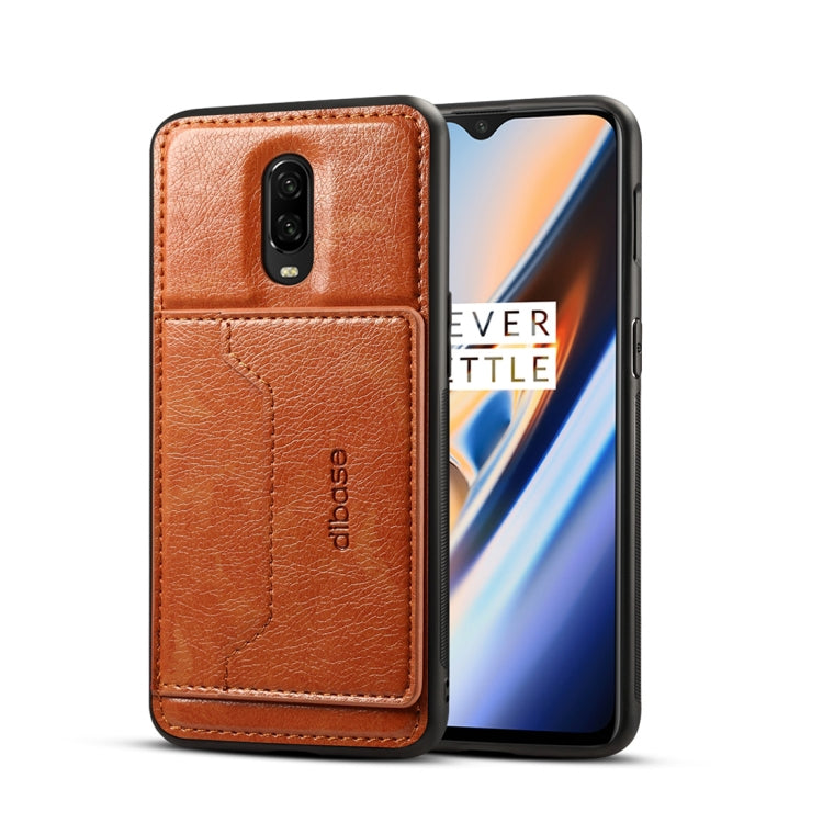 Dibase TPU + PC + PU Crazy Horse Texture Protective Case for OnePlus 6T, with Holder & Card Slots