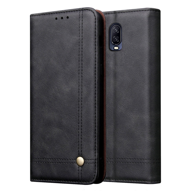 Casual Style Retro Crazy Horse Texture Horizontal Flip Leather Case for OnePlus 6T, with Card Slots & Holder & Wallet