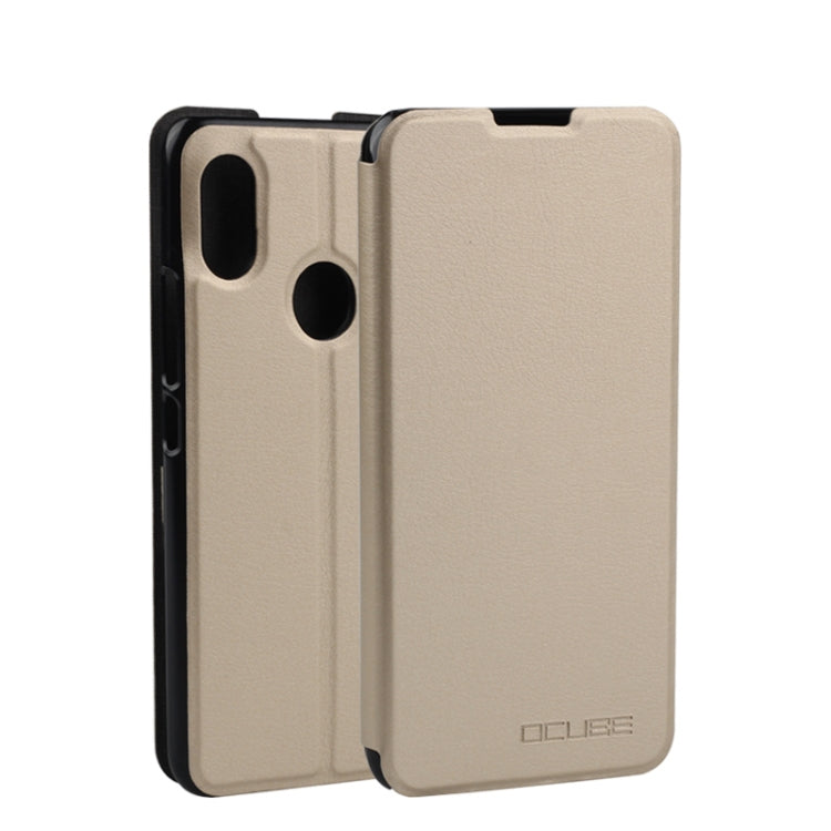 OCUBE Spring Texture Horizontal Flip Leather Case for UMIDIGI F1 Play / F1 with Holder(Gold)