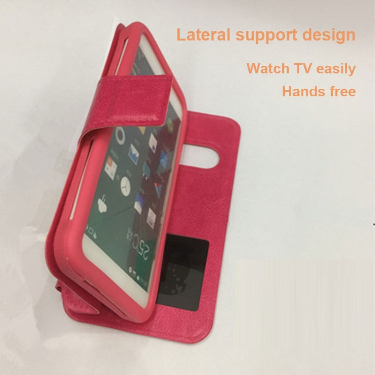 For iPhone, Galaxy, Huawei And Other 5.0-5.5 Inch Mobile Phones, Solid Color Horizontal Flip Universal Leather Case with Call Display ID & Holder & Magnetic Buckle