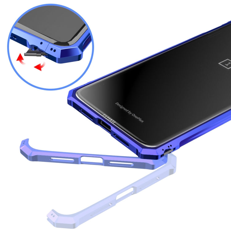 Snap-on Aluminum Frame and Tempered Glass Back Plate Case for One Plus 6T(Purple Blue)