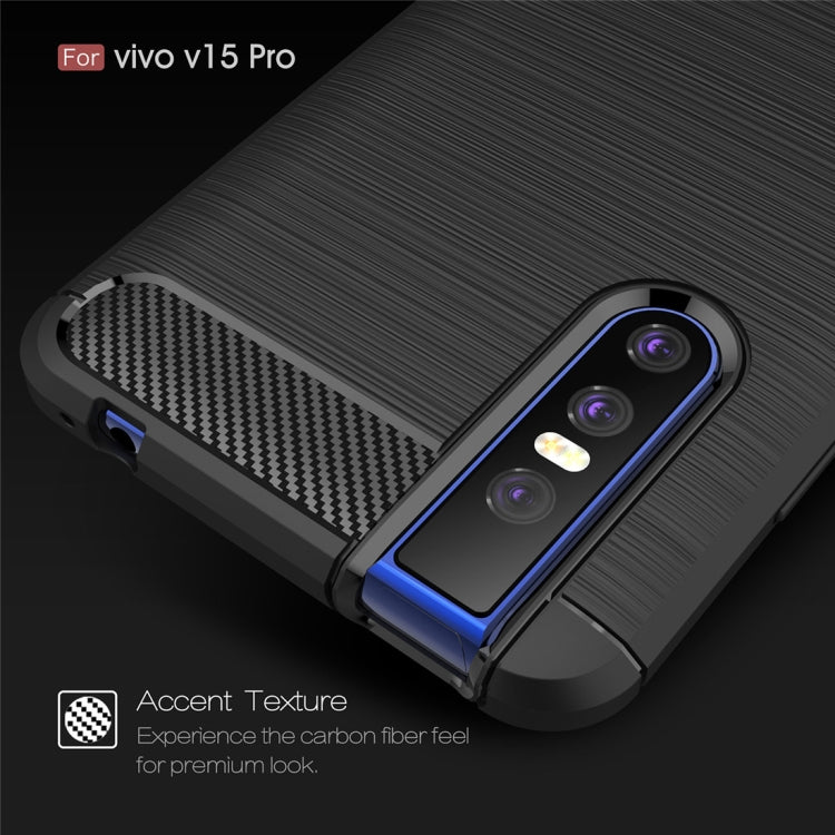 Brushed Texture Carbon Fiber Shockproof TPU Case for VIVO V15 Pro(Red)