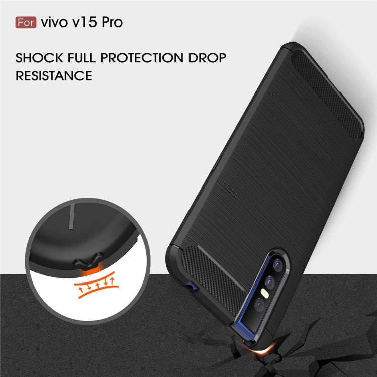 Brushed Texture Carbon Fiber Shockproof TPU Case for VIVO V15 Pro(Red)