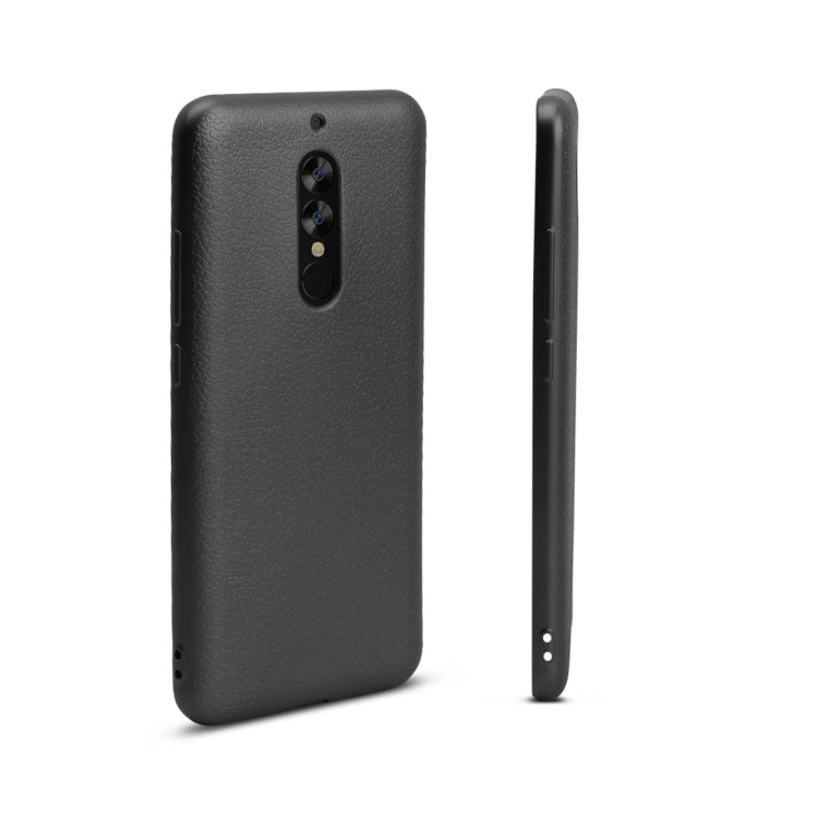 OCUBE for UMIDIGI S2 (MPH1936) Litchi Texture Solid Color Metal Paint TPU Protective Back Cover(Black)