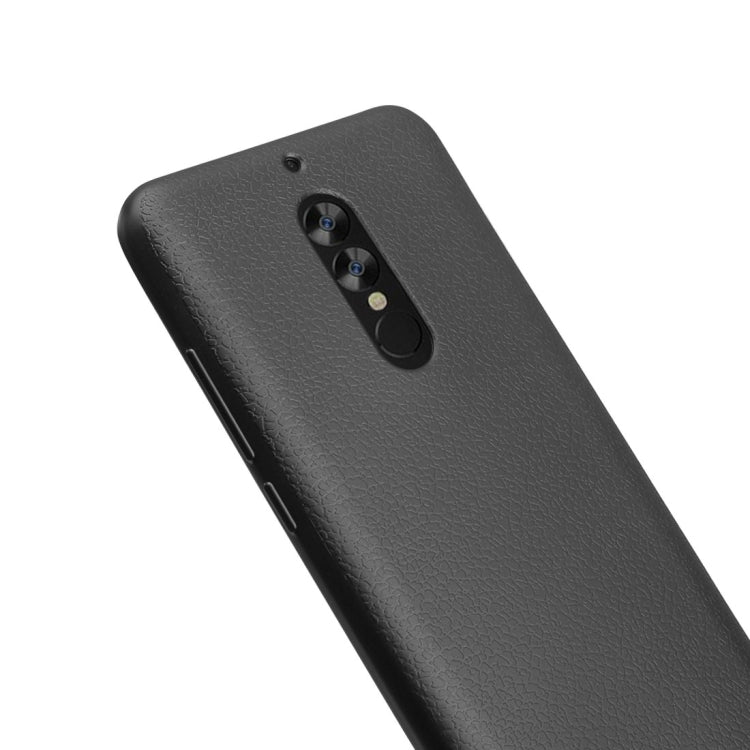 OCUBE for UMIDIGI S2 (MPH1936) Litchi Texture Solid Color Metal Paint TPU Protective Back Cover(Black)