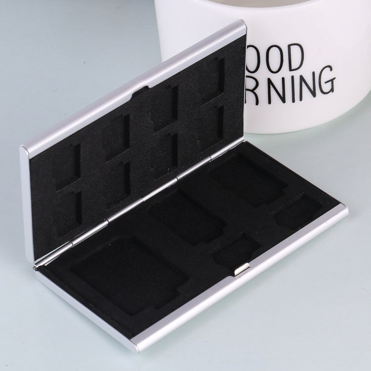 13 in 1 Memory Card Aluminum Alloy Protective Case Box for SD + 10 TF + 2 Mini SD Cards (Silver)