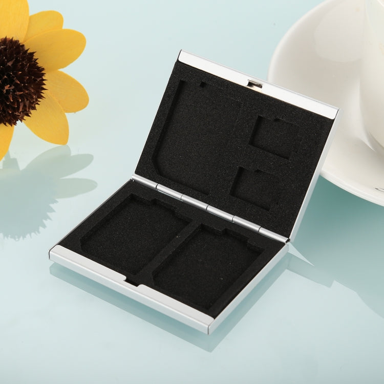 5 in 1 Memory Card Aluminum Alloy Protective Case Box for 3 SD + 2 TF Cards(Silver)