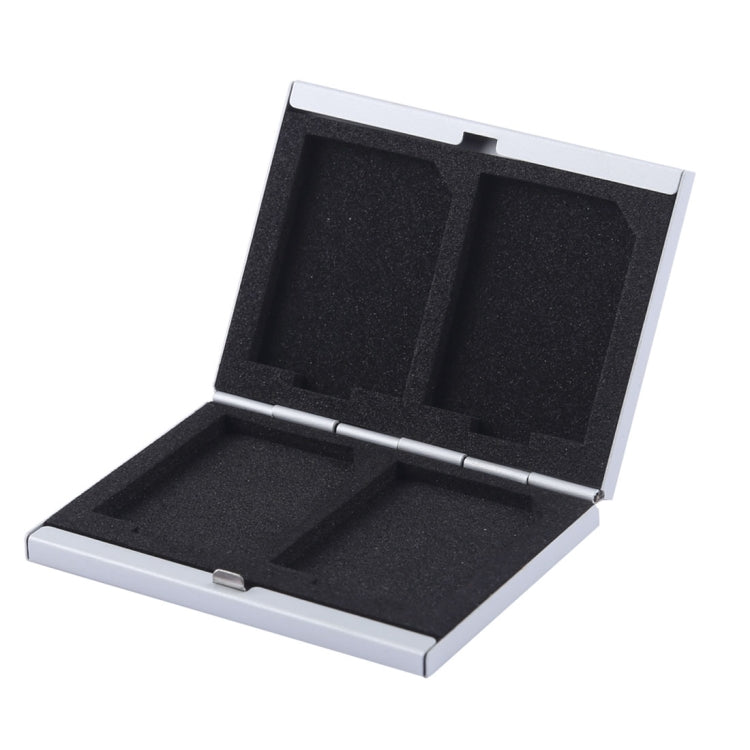 4 in 1 Memory Card Aluminum Alloy Protective Case Box for 4 SD Cards(Silver)