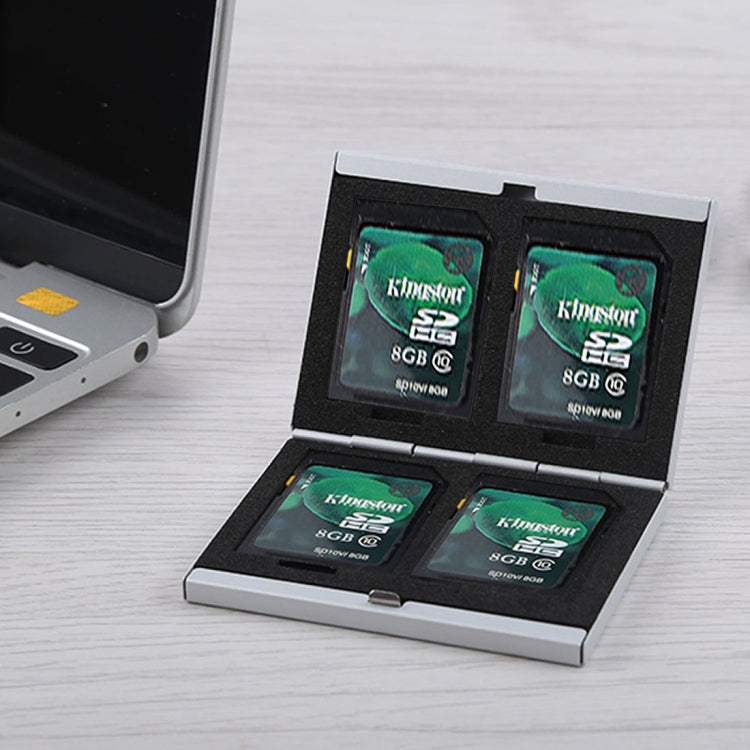 4 in 1 Memory Card Aluminum Alloy Protective Case Box for 4 SD Cards(Silver)