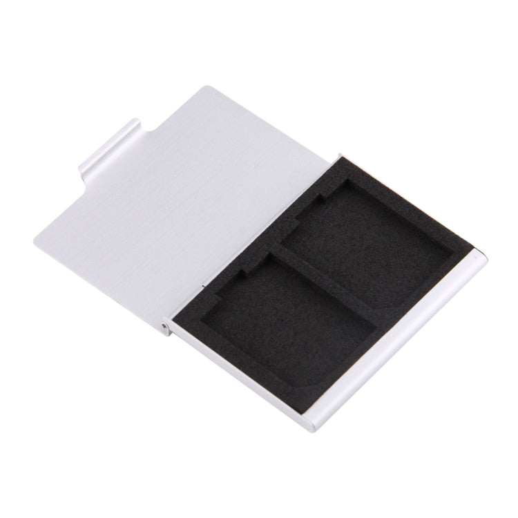 2 in 1 Memory Card Aluminum Alloy Protective Case Box for 2 SD Cards(Silver)