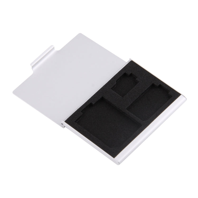 3 in 1 Memory Card Aluminum Alloy Protective Case Box for SD + TF + SIM Cards(Silver)