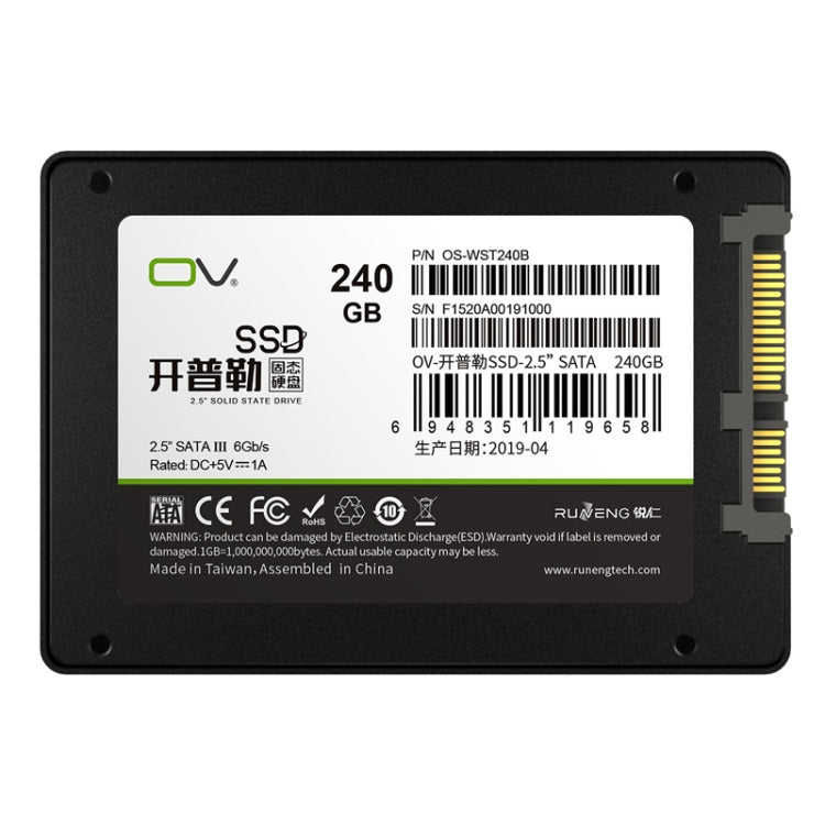 OV Kepler 240GB 370/500 W/R 2.5 Inch Black SATA3.0 Ultra-Slim 7mm Hard Drive Disk Disc Solid State Disk