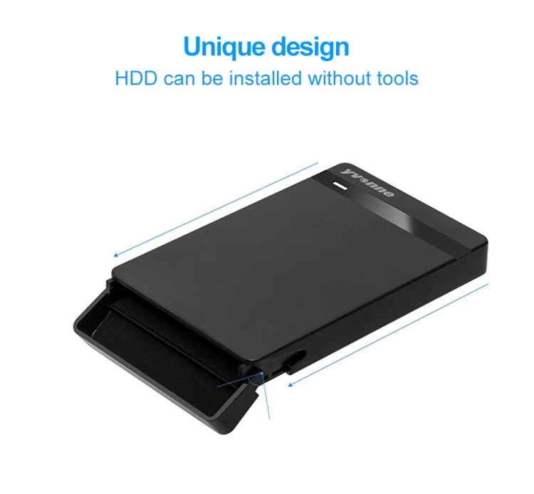 Yvonne HD213 2.5 inch USB 3.0 Mobile Hard Disk Box Mechanical SSD Solid State Enclosure (Black)