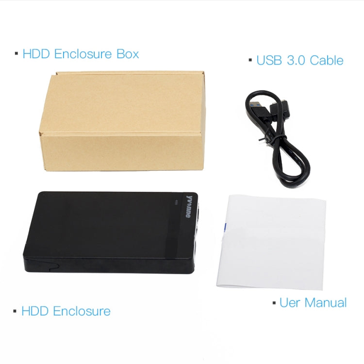 Yvonne HD213 2.5 inch USB 3.0 Mobile Hard Disk Box Mechanical SSD Solid State Enclosure (Black)