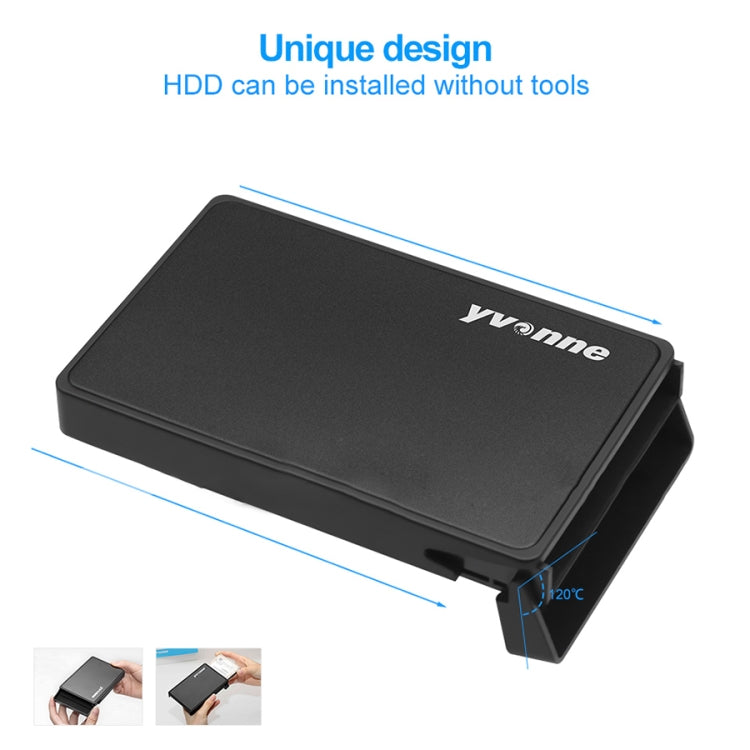 Yvonne HS215 2.5 inch USB 3.0 Mobile Hard Disk Box Mechanical SSD Solid State Enclosure (Black)