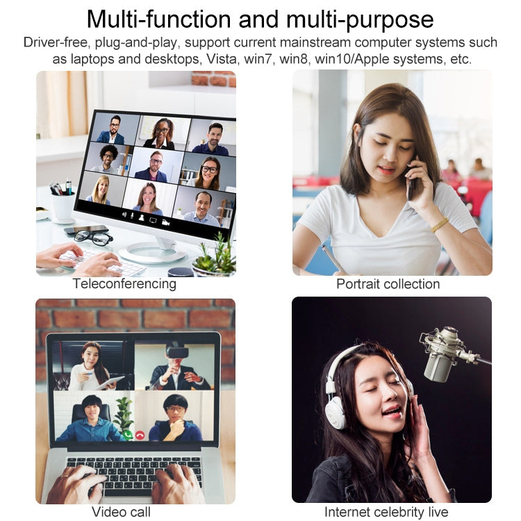 T18 2K Auto Zoom HD Computer USB Camera Meeting Live Camera, Cable Length: 1.4m