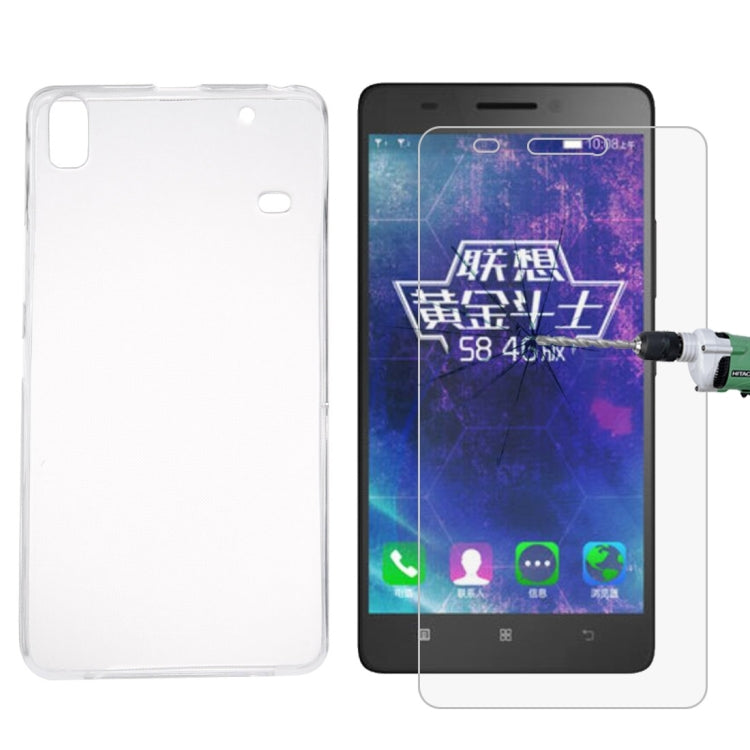 2 in 1 for Lenovo A7600-M (S-MPH-0840) / S8 Transparent Soft TPU Protective Case + Tempered Glass Screen Film