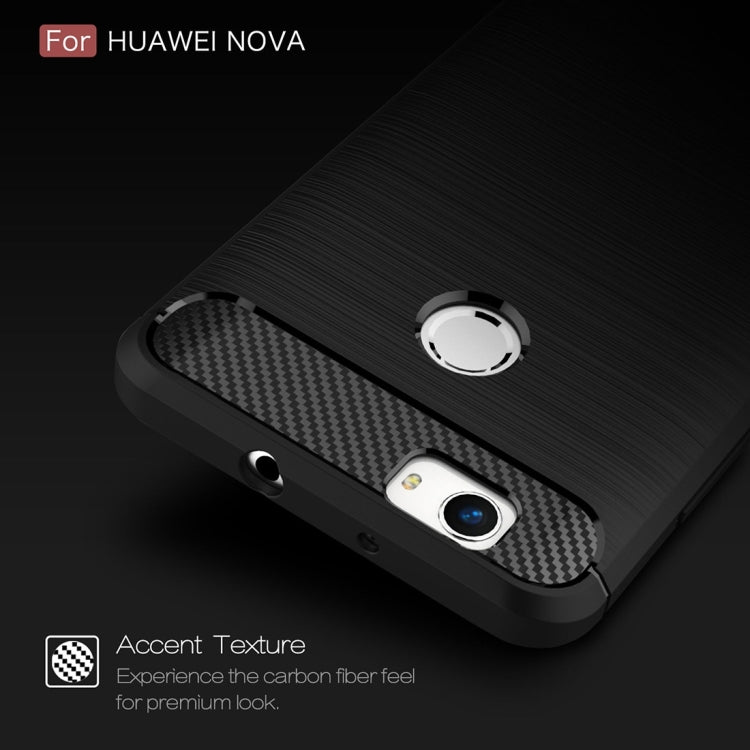 For Huawei nova Brushed Texture Carbon Fiber TPU Rugged Armor Protective Case