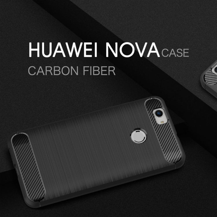 For Huawei nova Brushed Texture Carbon Fiber TPU Rugged Armor Protective Case
