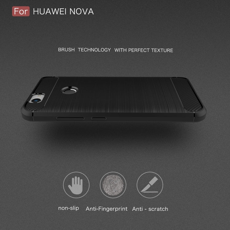 For Huawei nova Brushed Texture Carbon Fiber TPU Rugged Armor Protective Case