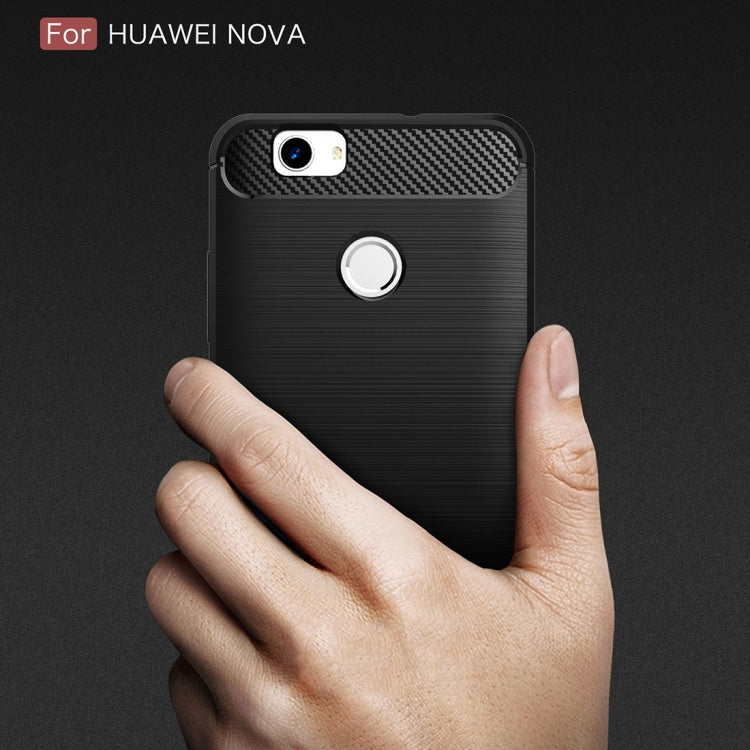 For Huawei nova Brushed Texture Carbon Fiber TPU Rugged Armor Protective Case