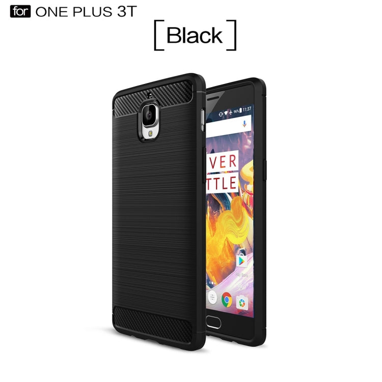For OnePlus 3T Brushed Texture Carbon Fiber TPU Rugged Armor Protective Case