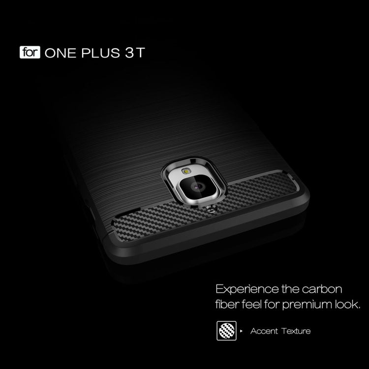 For OnePlus 3T Brushed Texture Carbon Fiber TPU Rugged Armor Protective Case