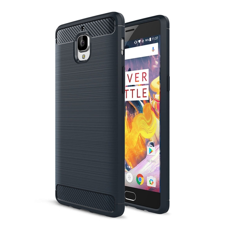 For OnePlus 3T Brushed Texture Carbon Fiber TPU Rugged Armor Protective Case