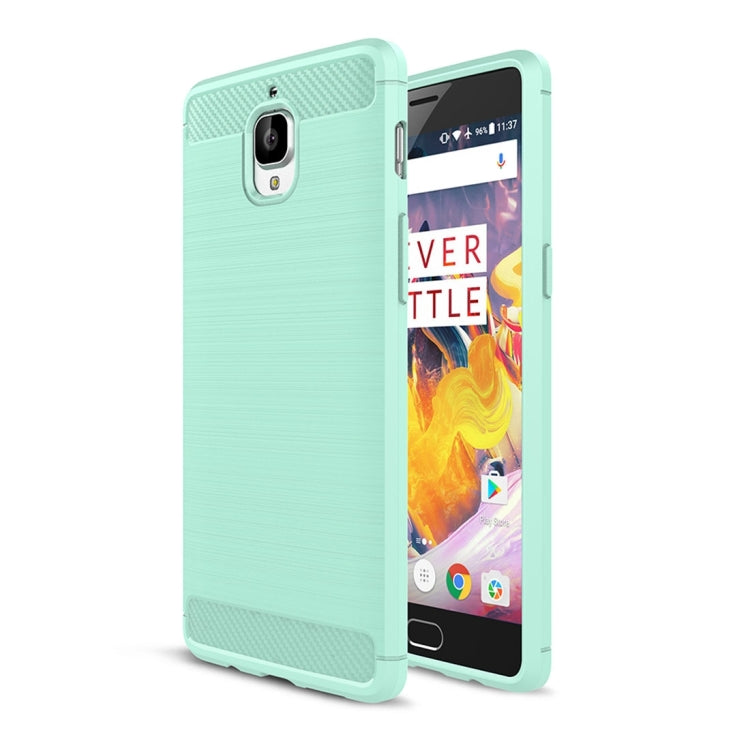 For OnePlus 3T Brushed Texture Carbon Fiber TPU Rugged Armor Protective Case