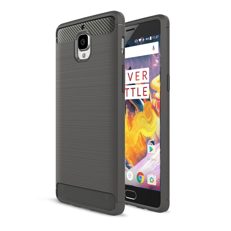 For OnePlus 3T Brushed Texture Carbon Fiber TPU Rugged Armor Protective Case