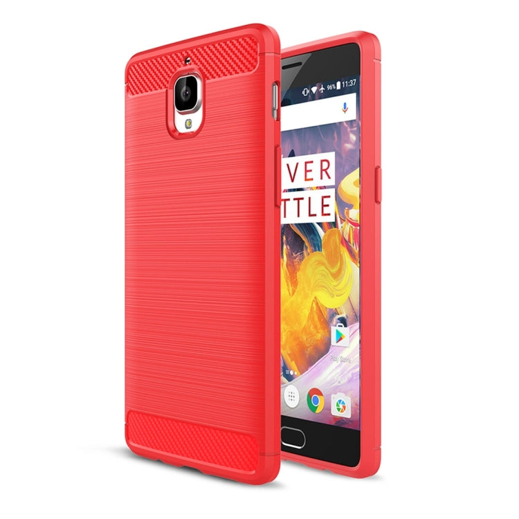 For OnePlus 3T Brushed Texture Carbon Fiber TPU Rugged Armor Protective Case