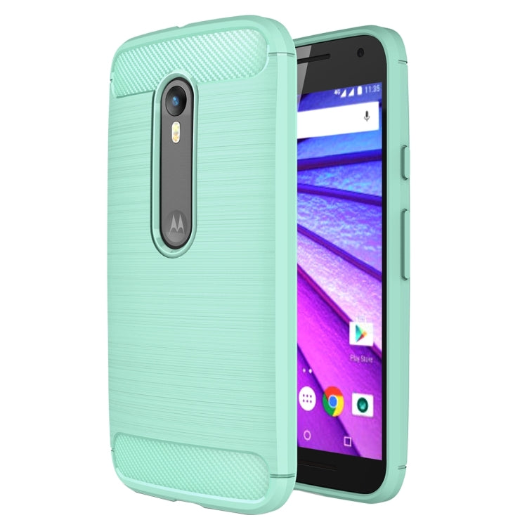 For Motorola Moto G (3rd Gen.) Brushed Texture Carbon Fiber TPU Protective Case