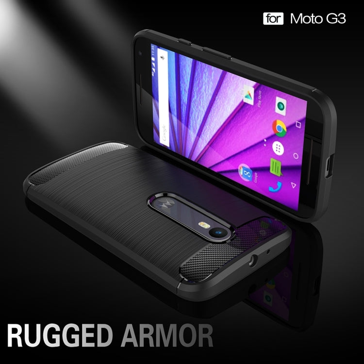For Motorola Moto G (3rd Gen.) Brushed Texture Carbon Fiber TPU Protective Case