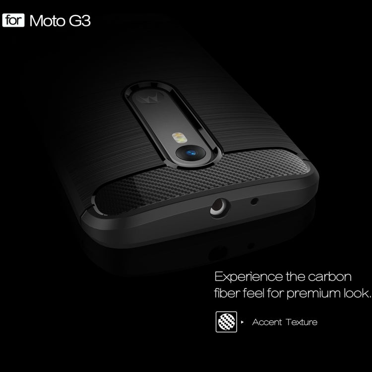 For Motorola Moto G (3rd Gen.) Brushed Texture Carbon Fiber TPU Protective Case