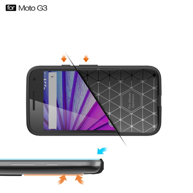 For Motorola Moto G (3rd Gen.) Brushed Texture Carbon Fiber TPU Protective Case