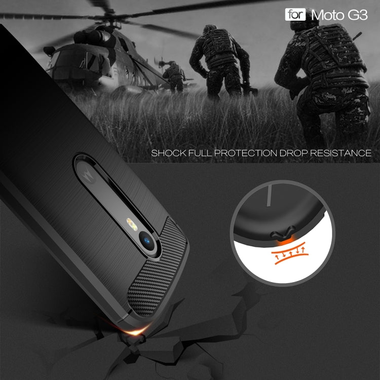 For Motorola Moto G (3rd Gen.) Brushed Texture Carbon Fiber TPU Protective Case