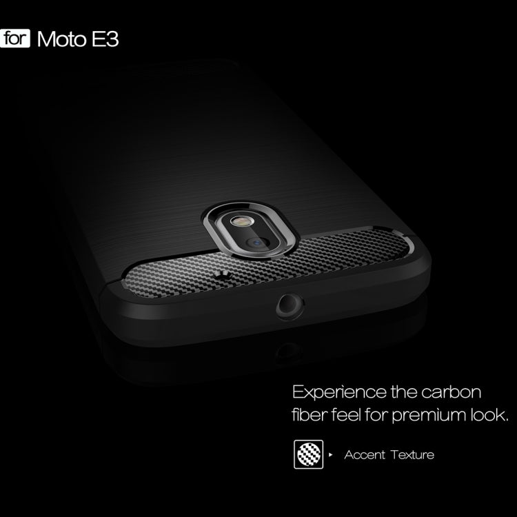 For Motorola Moto E3 Brushed Texture Carbon Fiber TPU Protective Case