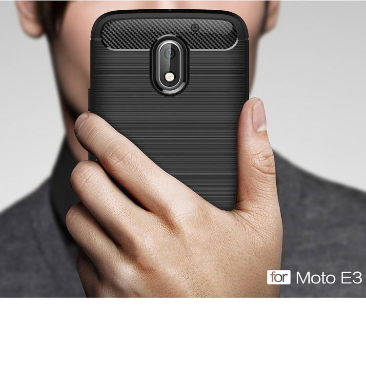 For Motorola Moto E3 Brushed Texture Carbon Fiber TPU Protective Case