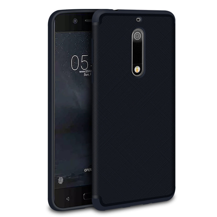 For Nokia 5 Cross Texture 0.3mm Ultra-thin TPU Full Coverage Shockproof Soft Protective Back Cover Case (navy)