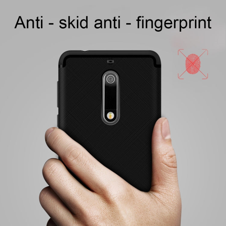 For Nokia 5 Cross Texture 0.3mm Ultra-thin TPU Full Coverage Shockproof Soft Protective Back Cover Case (navy)