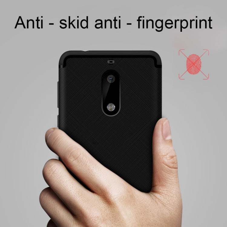 For Nokia 6 Cross Texture 0.3mm Ultra-thin TPU Full Coverage Shockproof Soft Protective Back Cover Case (Red)